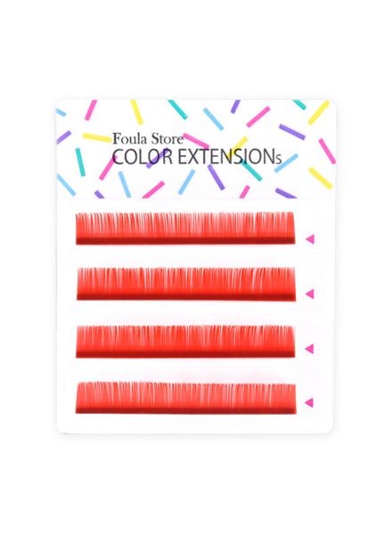 Color Lashes 4 Lines Red J (B) Curl 8mm—0.10mm